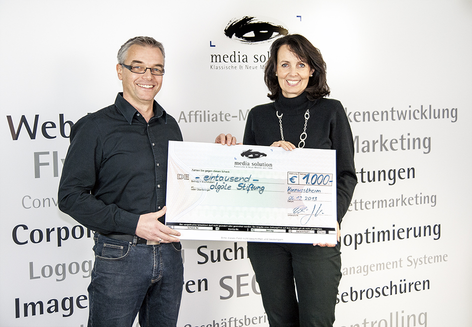 Firma media solution spendete an die Olgäle-Stiftung