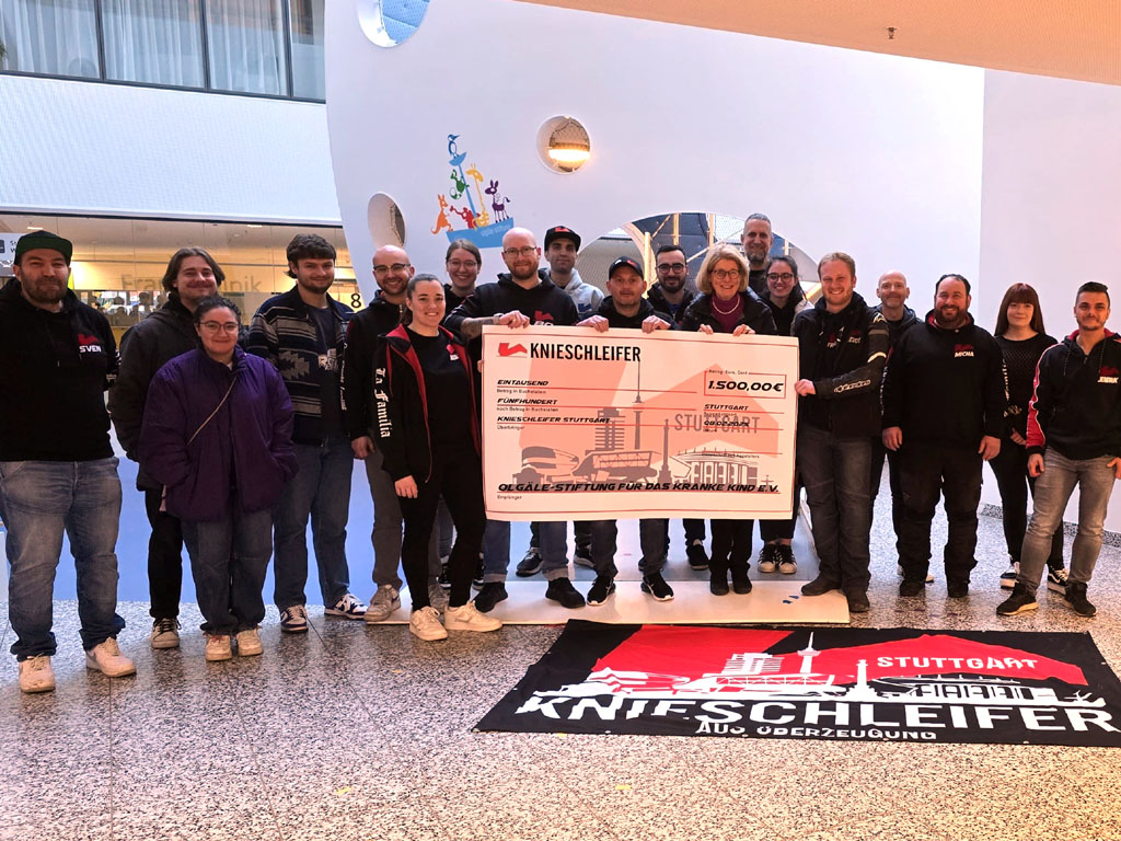 Motorradfreunde „Knieschleifer Stuttgart“ rollen mit Spendenscheck ins Olgäle